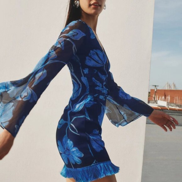 PatBO FRINGE TRIM MINI DRESS SIZE 2 MSRP $495 - Picture 2 of 10